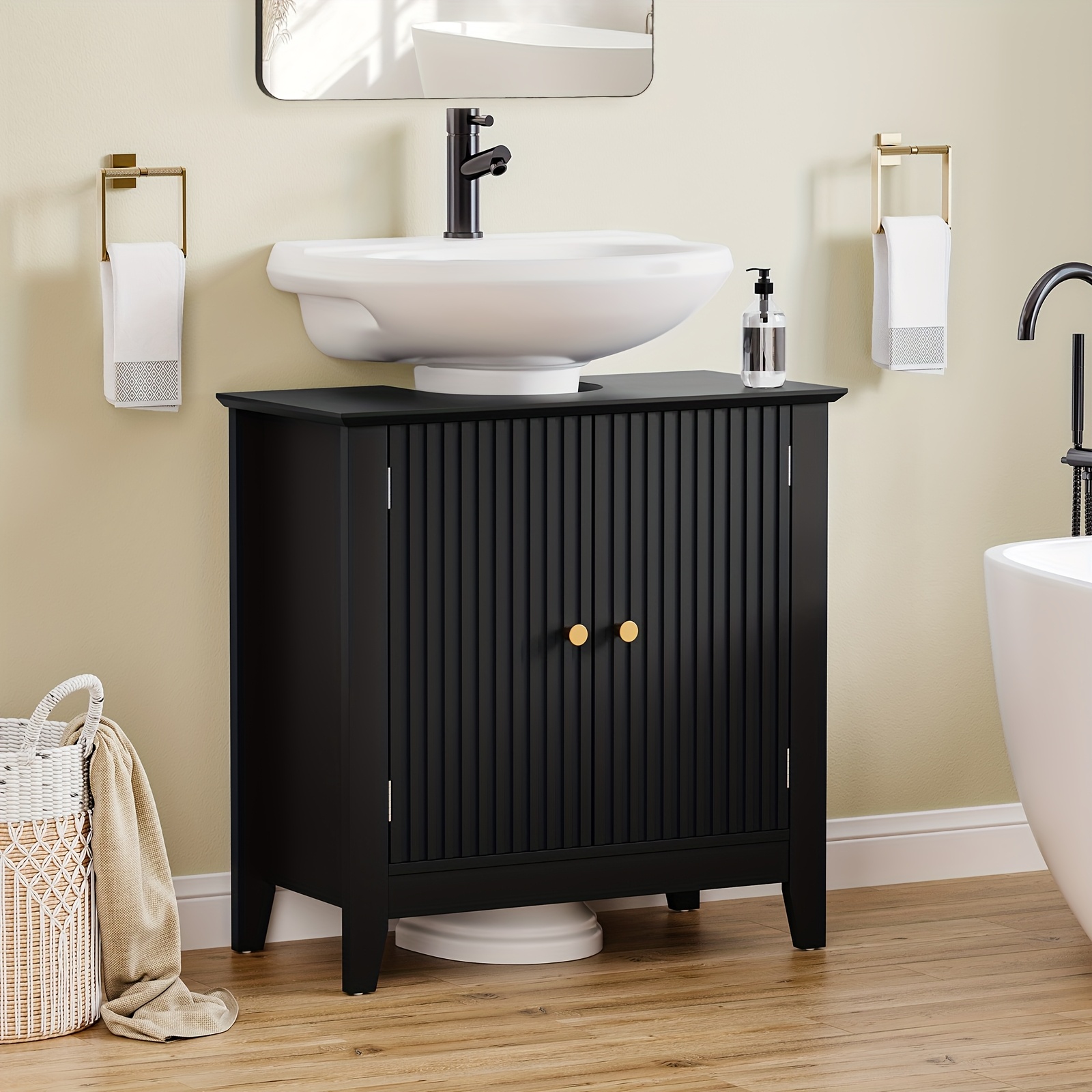 24-Inch Pedestal Sink Bathroom Vanity - Under-Sink Storage Cabinet