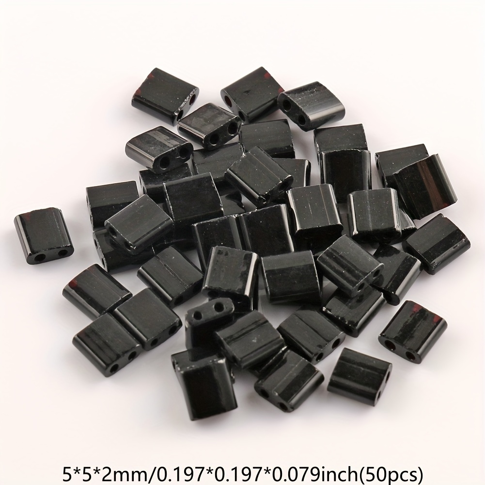 Image of 50 Japanese Double Hole Seed Beads Czech Tila Glass Jewelry Beads For Handmade Jewelry Bracelet Making Additions 5x5x2mm