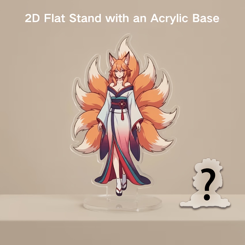 TEMU 2d Flat - [customization] 1pc 2d Flat Acrylic Desktop Model, Random 1pc Keychain Included, Uv Printing, Custom Acrylic Stand, Personalized