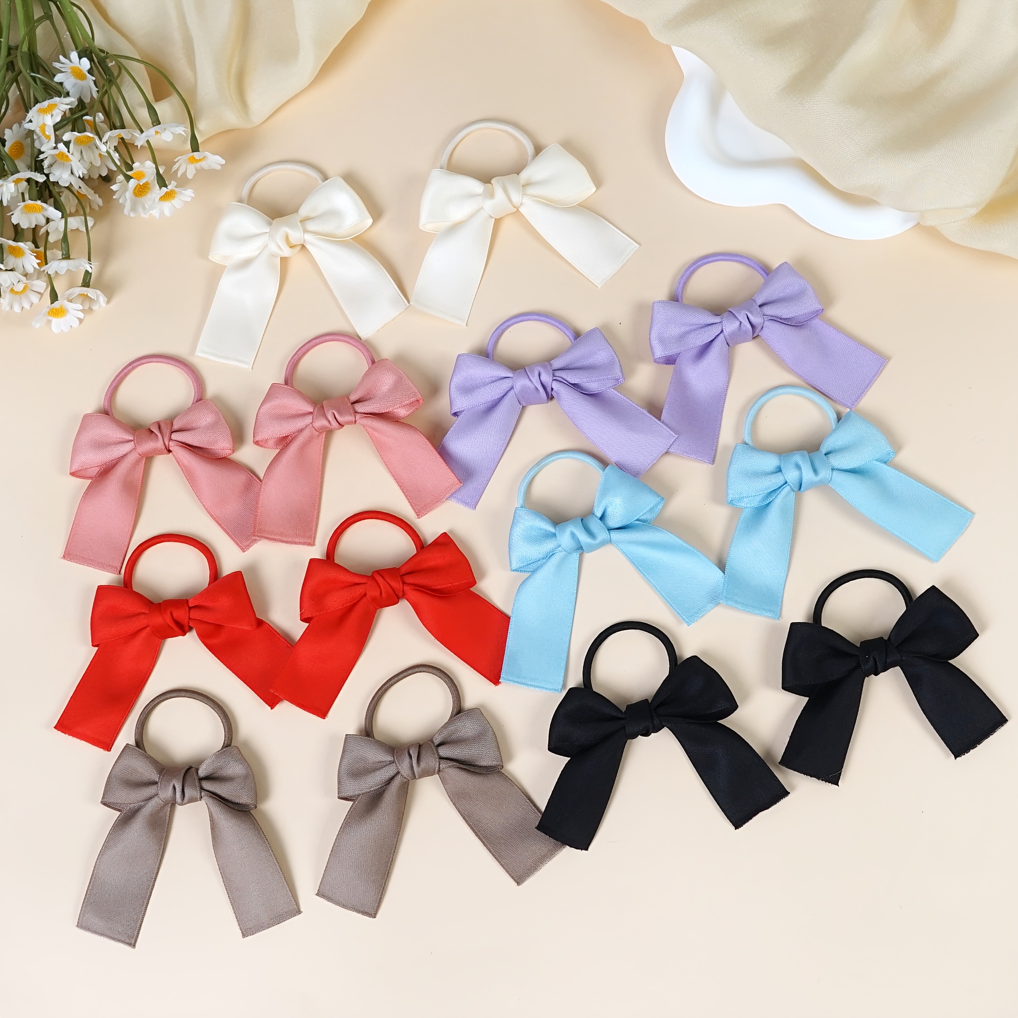 E-shop 14 Stück Haarschleifen für Mädchen, Schleifen, Gummibänder, Pferdeschwanzschleifen, Haaraccessoires für Mädchen