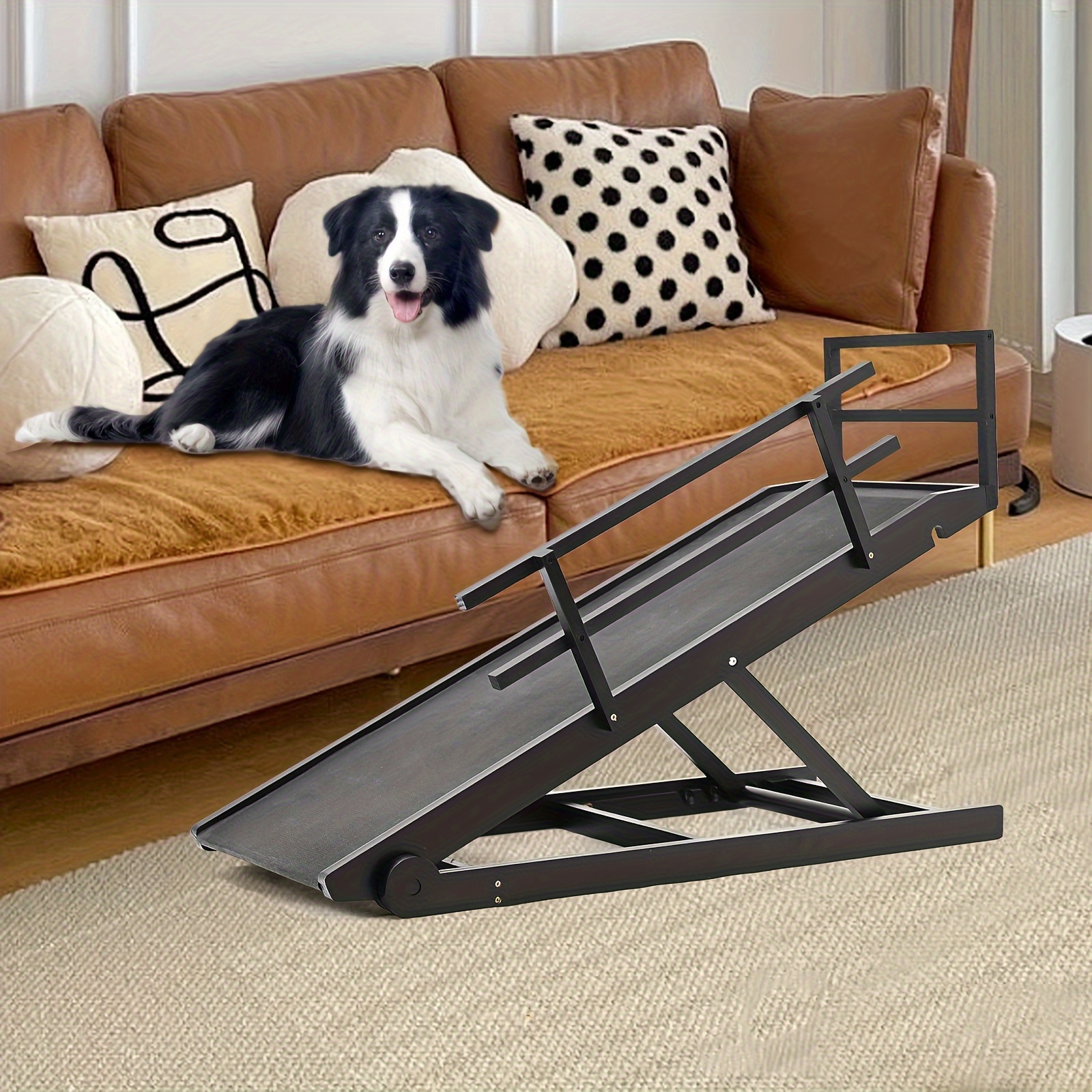 

Lilypelle Dog Ramp, Pet Climbing Ladder, 5 Level Adjustable Folding Pet Ramp, High Traction Portable Paw Ramps For Bed, Couch, Suv, Upload To 200 Lbs, 45.2" Long, Black