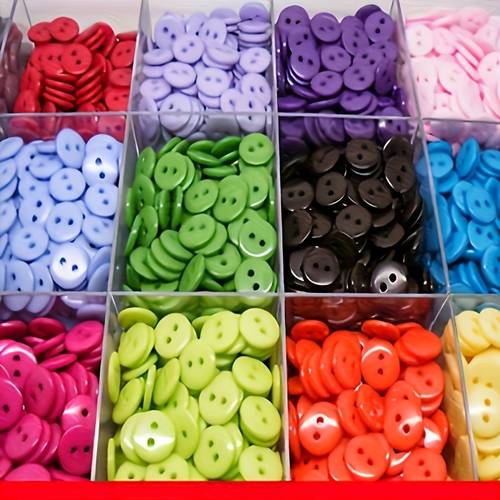 279pcs of colored handmade buttons resin material 2 holes 9mm diameter assorted colors for room decoration childrens diy sewing buttons and crafts