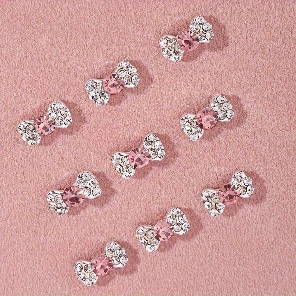 

50pcs Set Of Sparkling Bow Nails Charm - Alloy Nail Art Accessories For Women And Girls,