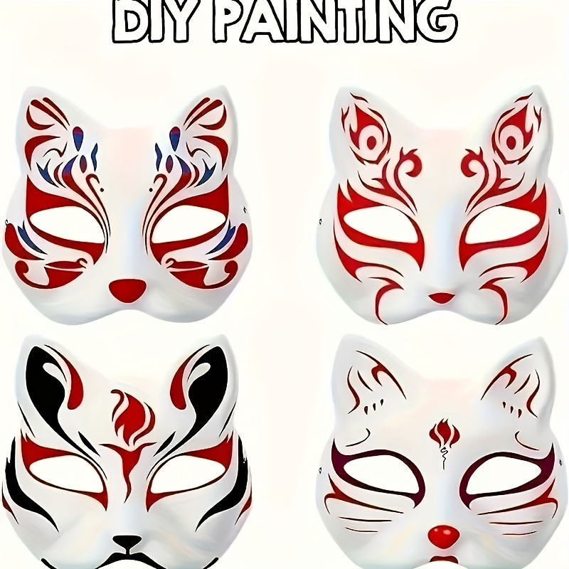 

20pcs Diy Cat Masks - Blank Kit For Painting, For Carnivals, Cosplay & Halloween Parties