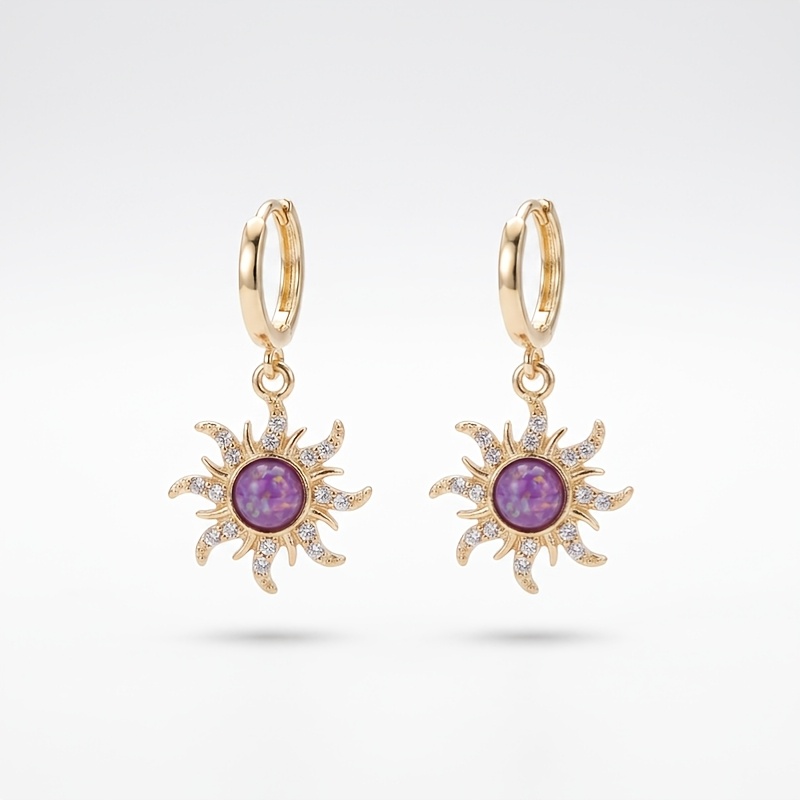 TEMU 1 Paire de Boucles d'Oreilles Pendantes Violet Bohème Vintage, Adaptées pour Synthétique Plaqué, Étanches et Résistantes à la Décoloration,