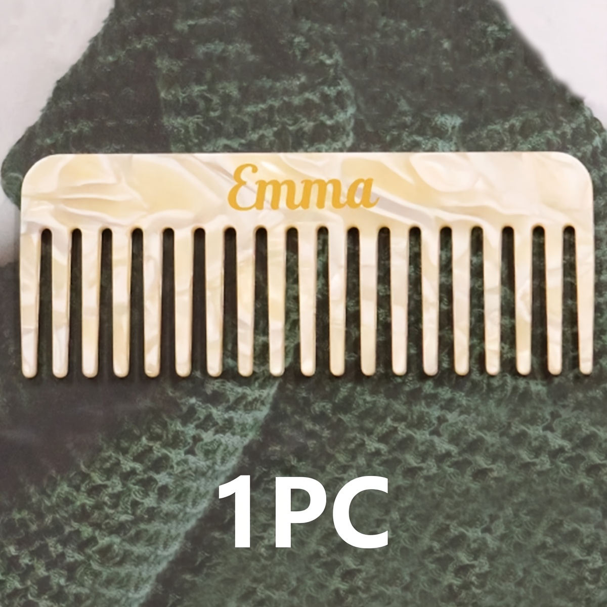 TEMU Custom Marble Texture Wide Tooth Comb, Personalized Wide Tooth Comb For Curls, Customized Name Comb, Customizable Text Detangler Brush, Wide