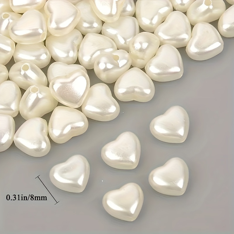 Image of 8mm 50pcs White And Pink Mixed Acrylic Heart-shaped Beads Made Into Bracelets, Necklaces, Rings, And Diy Accessory Beads