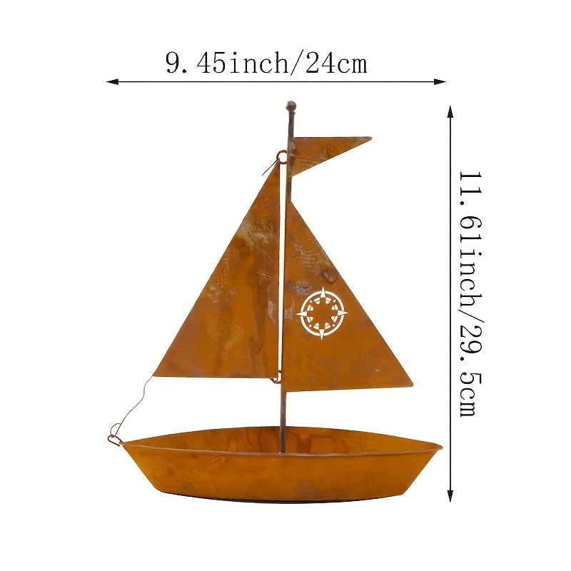 E-shop Ein Segelboot-förmiger Schmuck, geeignet für Außenbereiche wie Gartensteinpfeiler, Blumenbeetränder Terrassenregale. Kann als Blumenbehälter für
