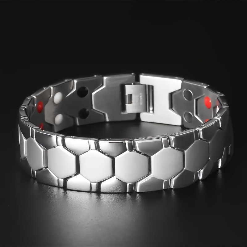TEMU 1pc Fashionable Men's Titanium Steel Magnetic Bracelet: , Waterproof And Non Fading - Gift
