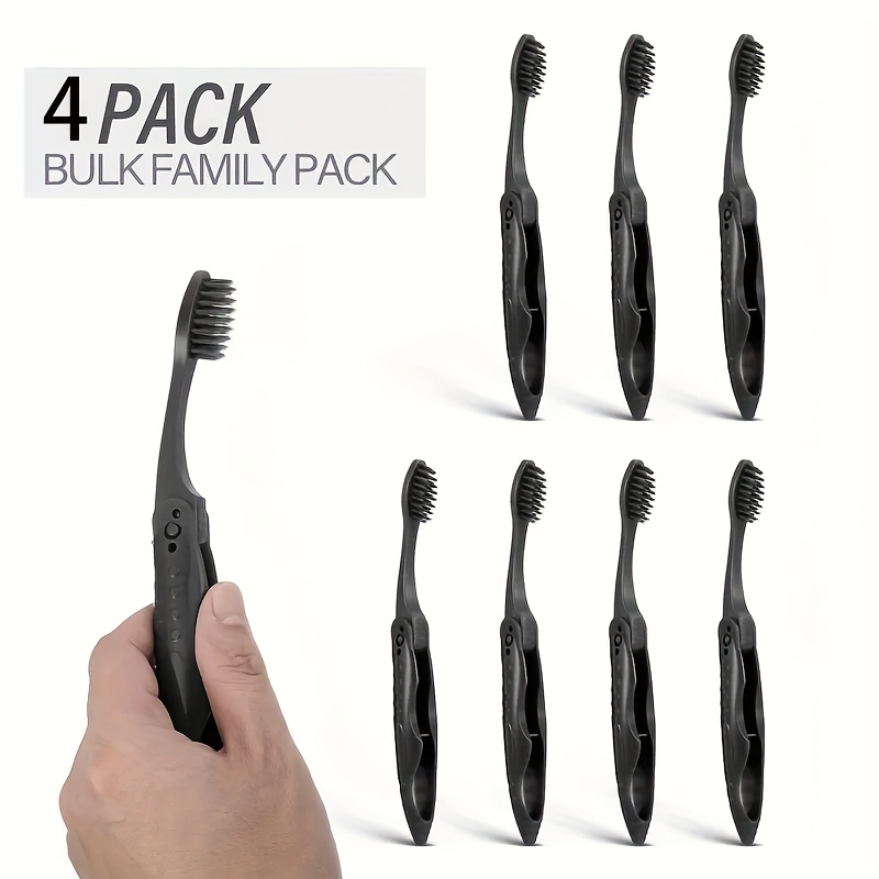 Travel Toothbrushes, Black Folding Brushes for Camping