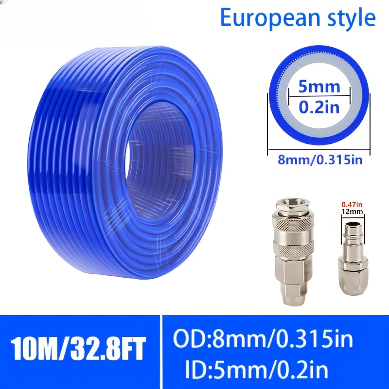 E-shop 20m/10m Hochleistungs-Luftkompressorschlauch mit 3-lagigem geflochtenem PU-Schlauch & Euro/ Schnellkupplungen - Hochdruck-dichtes, flexibles