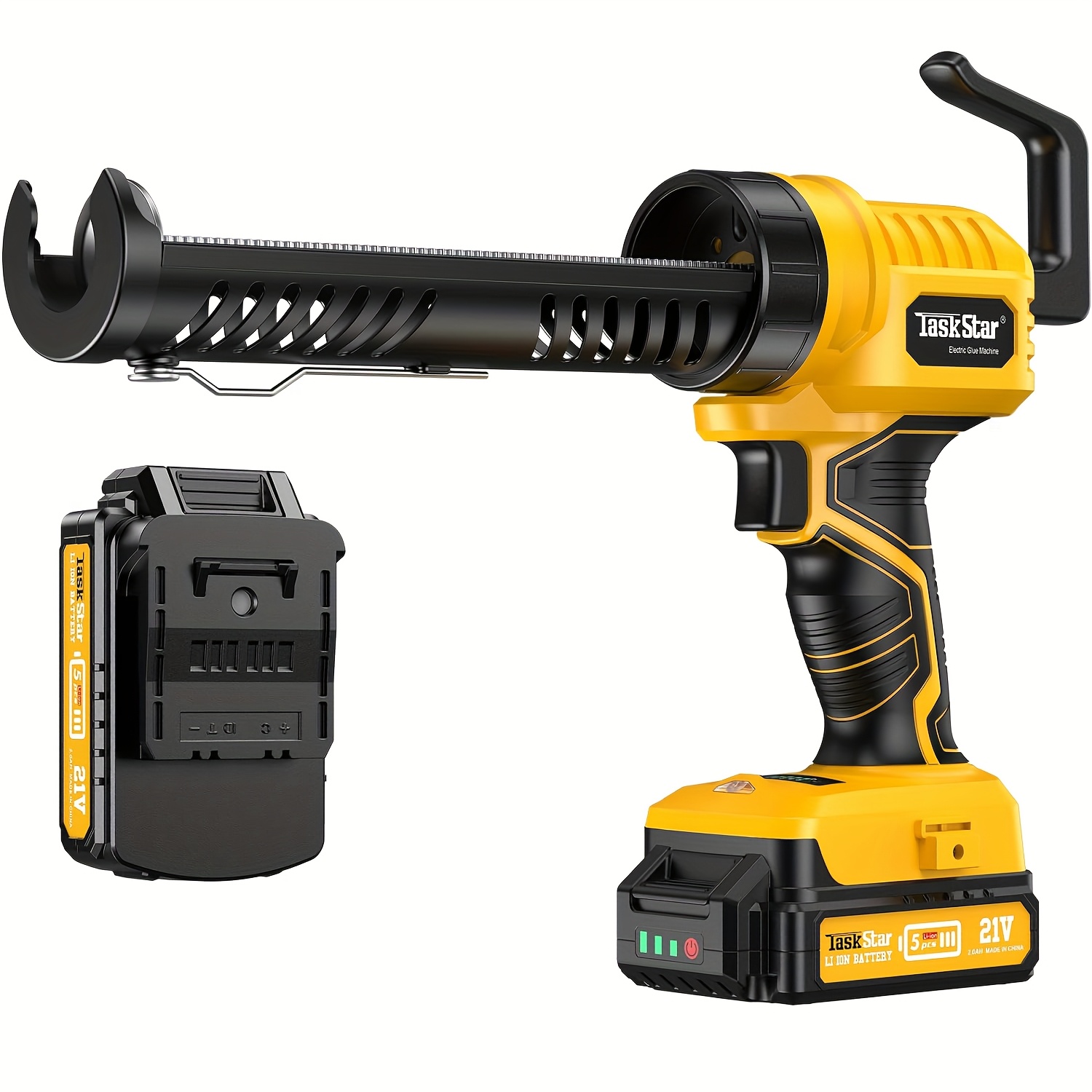 TEMU Cordless Caulking Gun, Electric Caulk Gun With 5 Adjustable Speed, 2.0ah Li-battery & Charger, Led Light & Cutting Tool, Cordless Lightweight