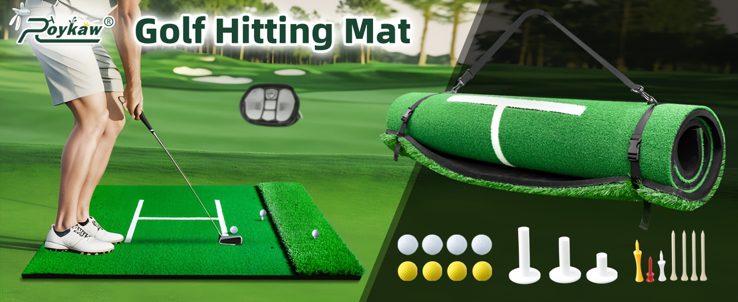 golf hitting mat golf practice mat for indoor outdoor thickened   mat with pp grass includes golf ball golf tee impact   mat details 0