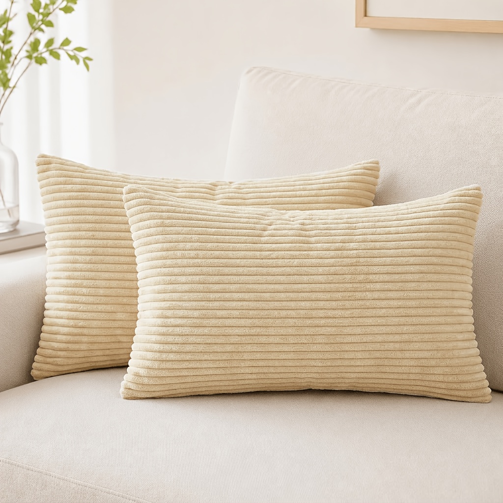 TEMU 2 pezzi Federe per cuscini in velluto a boh矇mien a righe, Federe per cuscini decorativi a righe ultra morbide e confortevoli, Multi Misure 12X20