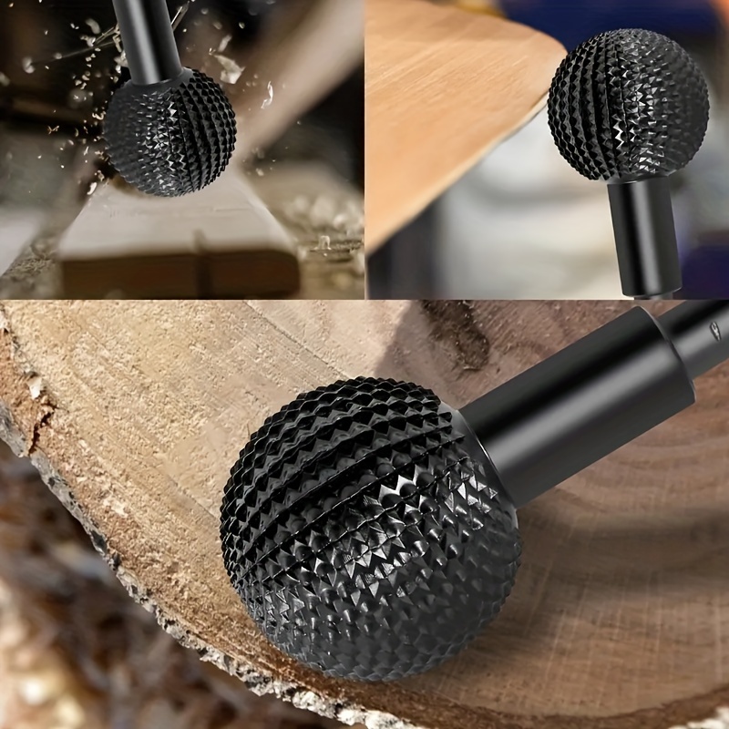 

1pc Sphere Rotary Burr Carbon Steel Wood Carving Burr 10mm Shank Durable Rotary Ball Gouge Grinding Head Polishing Engraving Ball Cutter