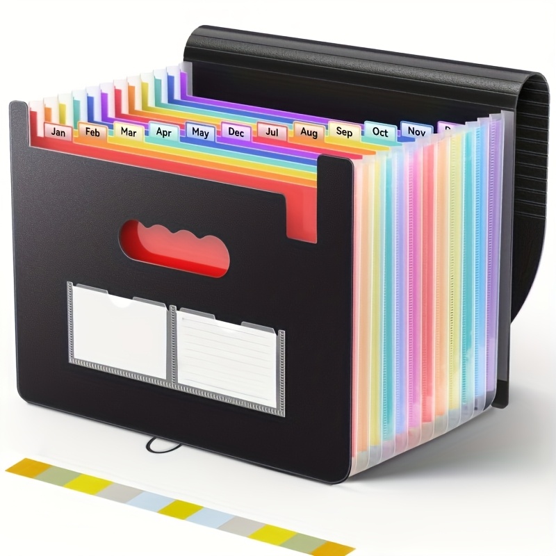 TEMU Organizzatore a con 12/24 tasche, espandibile con schede linguette colorate , organizzatore portatile per fatture e ricevute, portadocumenti da