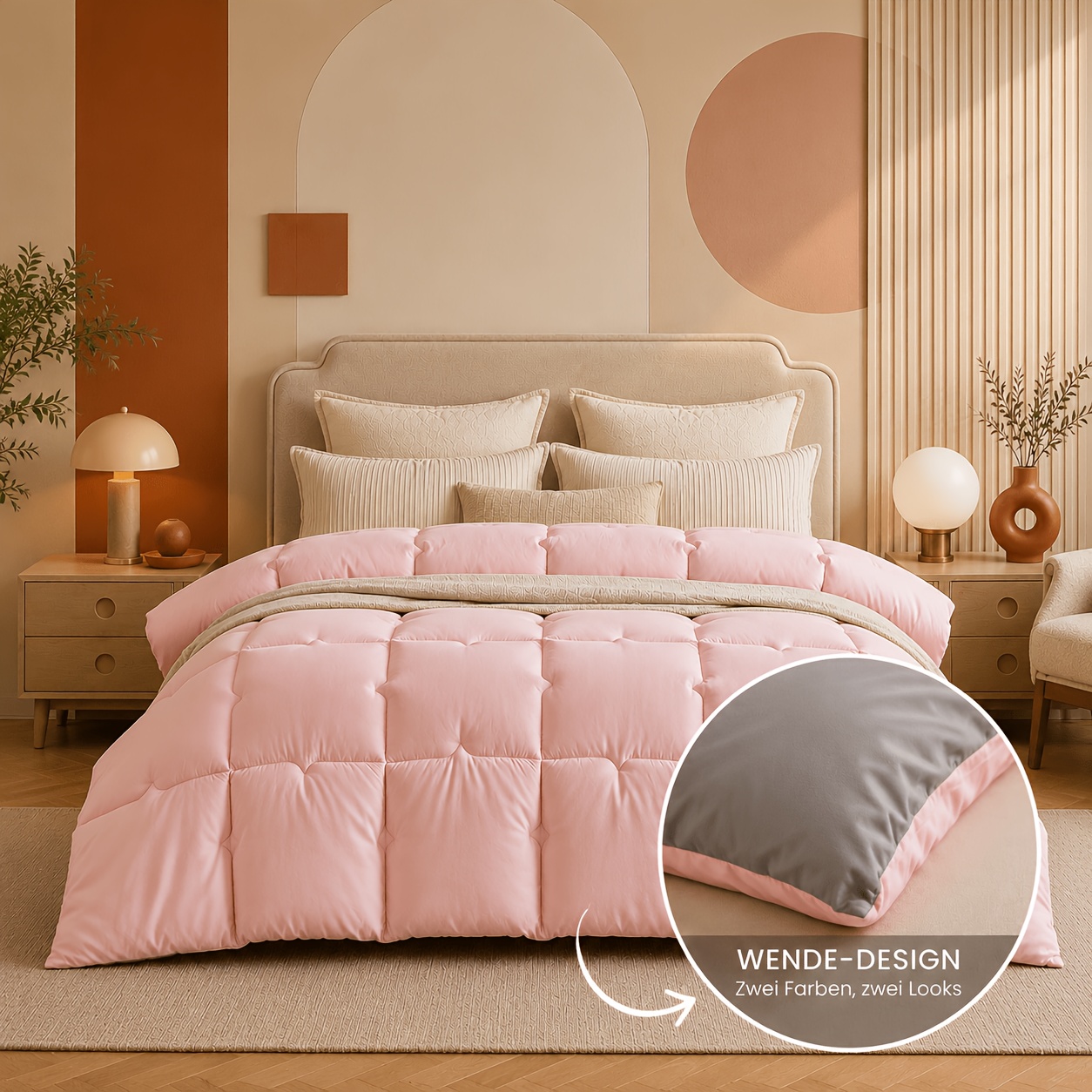 Image of Reversible Comforter, 300 Gsm Hollow Fiber Filling, Soft Brushed Microfiber Quilt, Breathable, Quiet And Cozy, , Anti-mite, 95°c Machine Washable, Durable Puzzle Stitching For Sleep