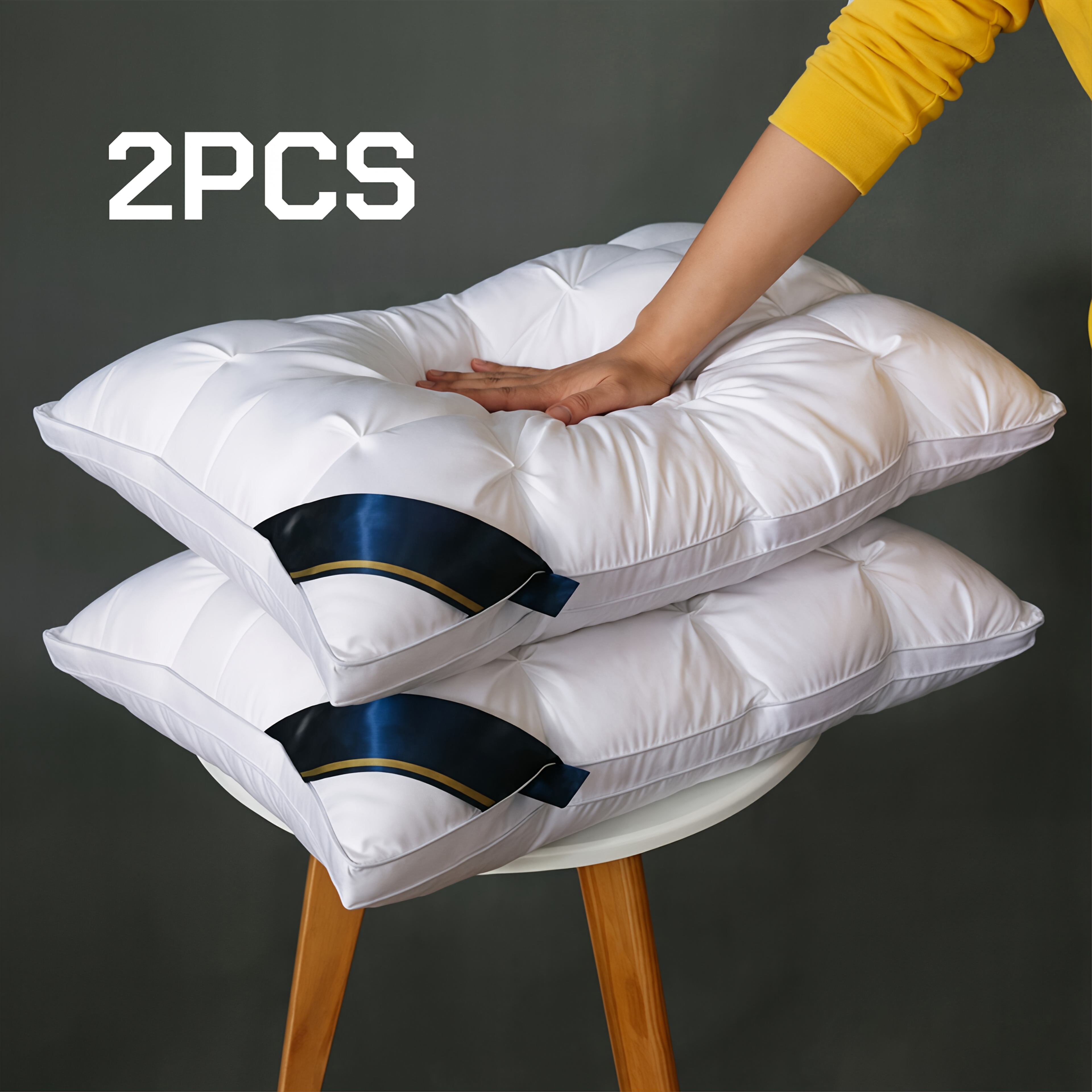 pack of 2 luxurious   bed   quality neck support pillow moisture wicking and breathable home bedding pillows relaxing sleep ideal for   using for home rv bedrooms white