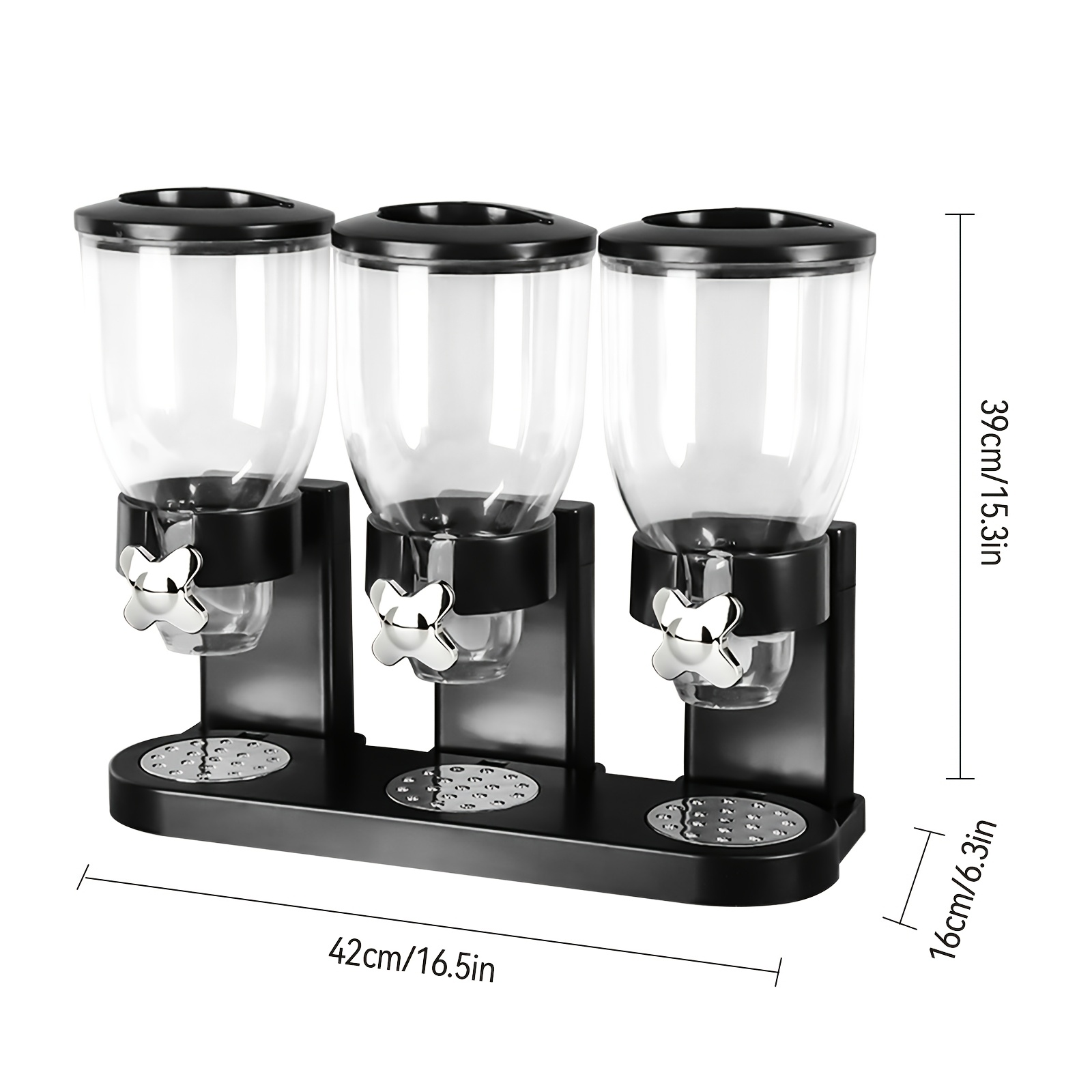 2l grain dispenser oatmeal storage container with   lid 3 dispensing compartments durable plastic kitchen organizer for cereal   pet food decorative bow accent hand wash only   multisurface   sleek     material perforated insert pantry organization modern kitchenware reusable material home cooks details 0
