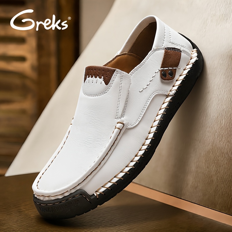 TEMU Greks Handstitched Mens Driving Loafers Slip On Shoes Lightweight Breathable For Business Casual Travel Walking Outdoor
