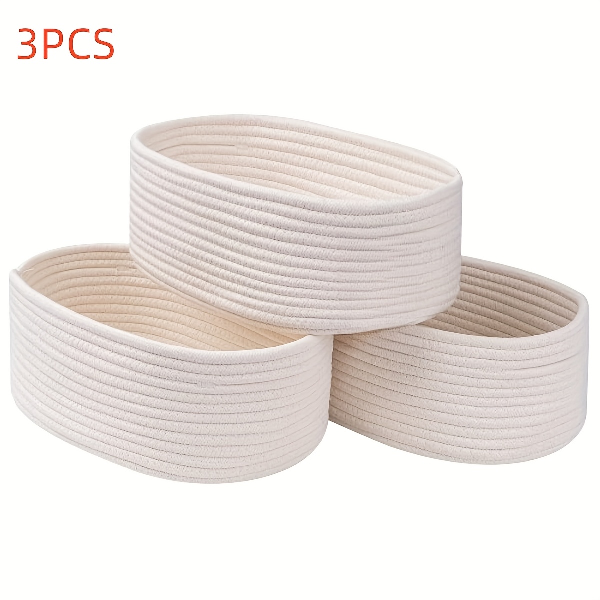 3pcs Fabric Storage Baskets - Small Woven Baskets For Organizing Clothes, Blankets, Books | Ideal For Closet & Shelf Storage, Closet Organization| Baskets|woven Texture, Shelf Baskets