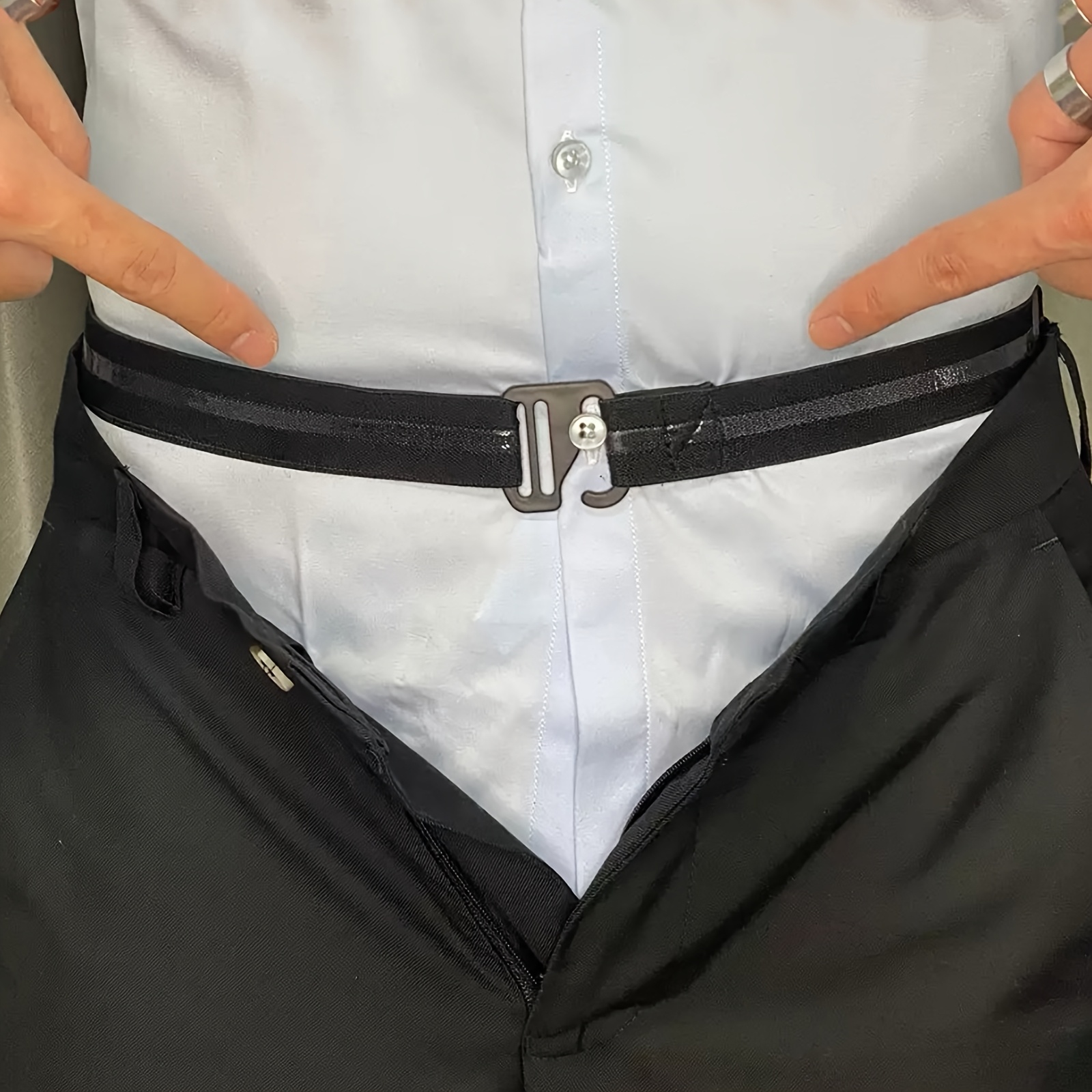 Image of 1pc Unisex Shirt Anti-slip Belt, Business Gentleman Casual Adjustable Waistline Shirt Anti-slip Elasticity
