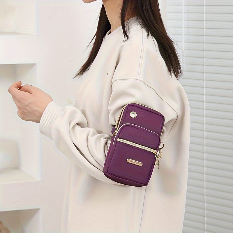 1pc, Women's Fashion Simple Crossbody Cell Phone Purse, Casual Multi-pocket Zipper Shoulder Pouch, Coin Purse, Sports & Fitness Compact Portable Sling Bag