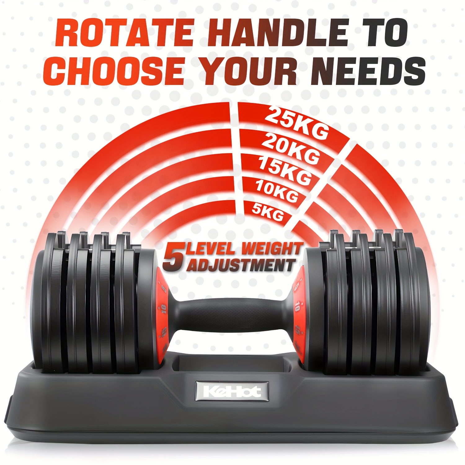 E-shop Verstellbares Hantelset | Schnelle Gewichtsanpassung mit einem Klick und 5 Stufen | 12KG/25KG Optionen | Professionelles Krafttraining für das