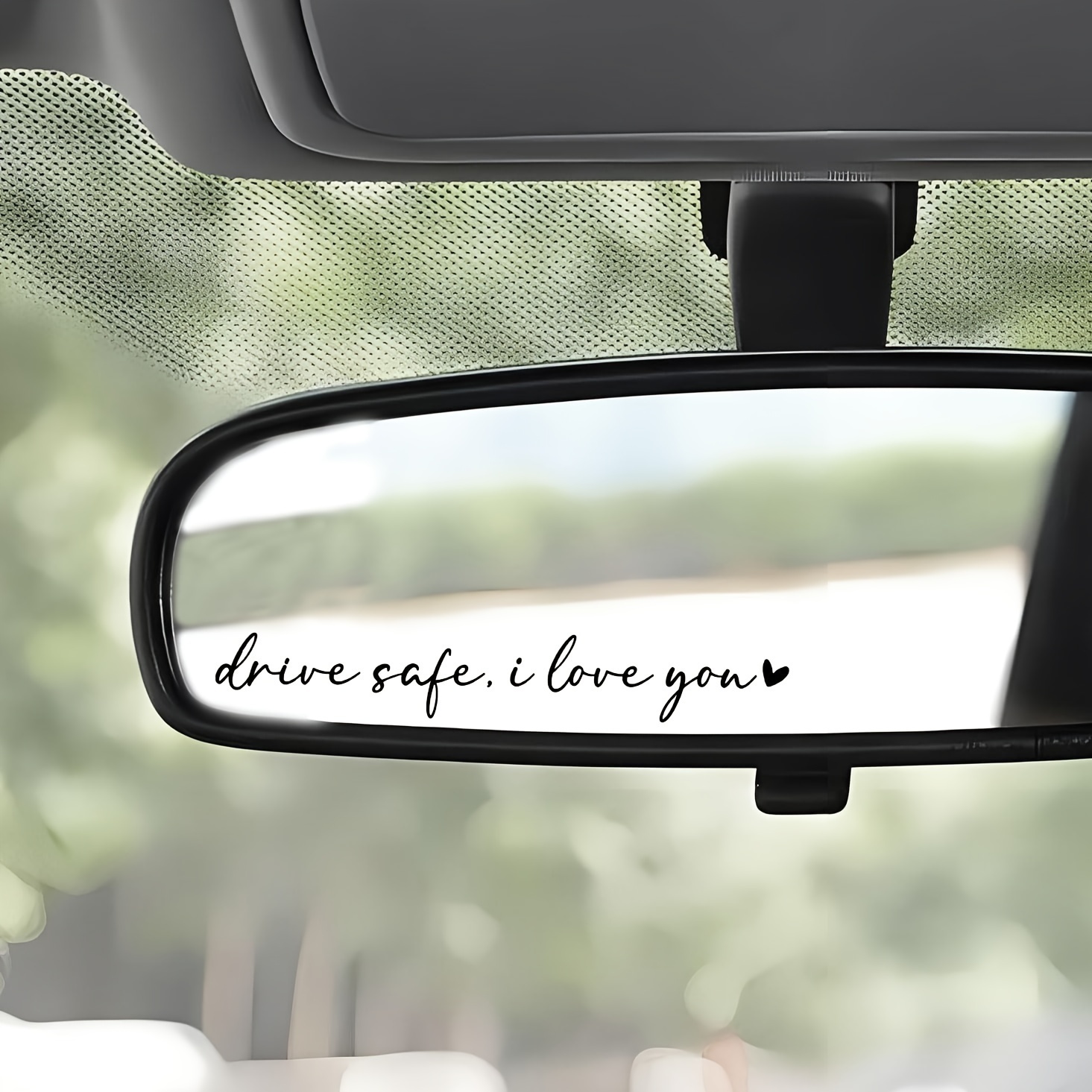 

Drive Safe I Love You Mirror Decal – Affectionate Safety Reminder, Plastic Adhesive Sticker For Vehicle Interior, 11cm Love Heart Message