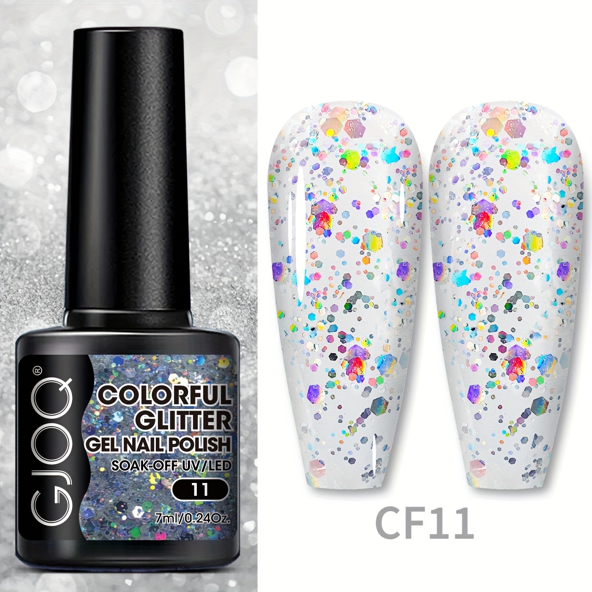 7ml Glitter Gel Nail Polish With Shiny Powder And Led Soak Off - Perfect For And Nail