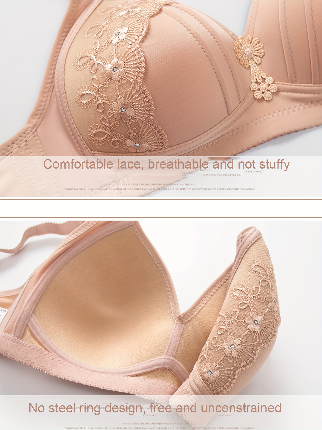 2pcs womens bra push up without steel ring breathable gathered ladies underwear non magnetic thin cup glossy obese female ladies bra for women details 6