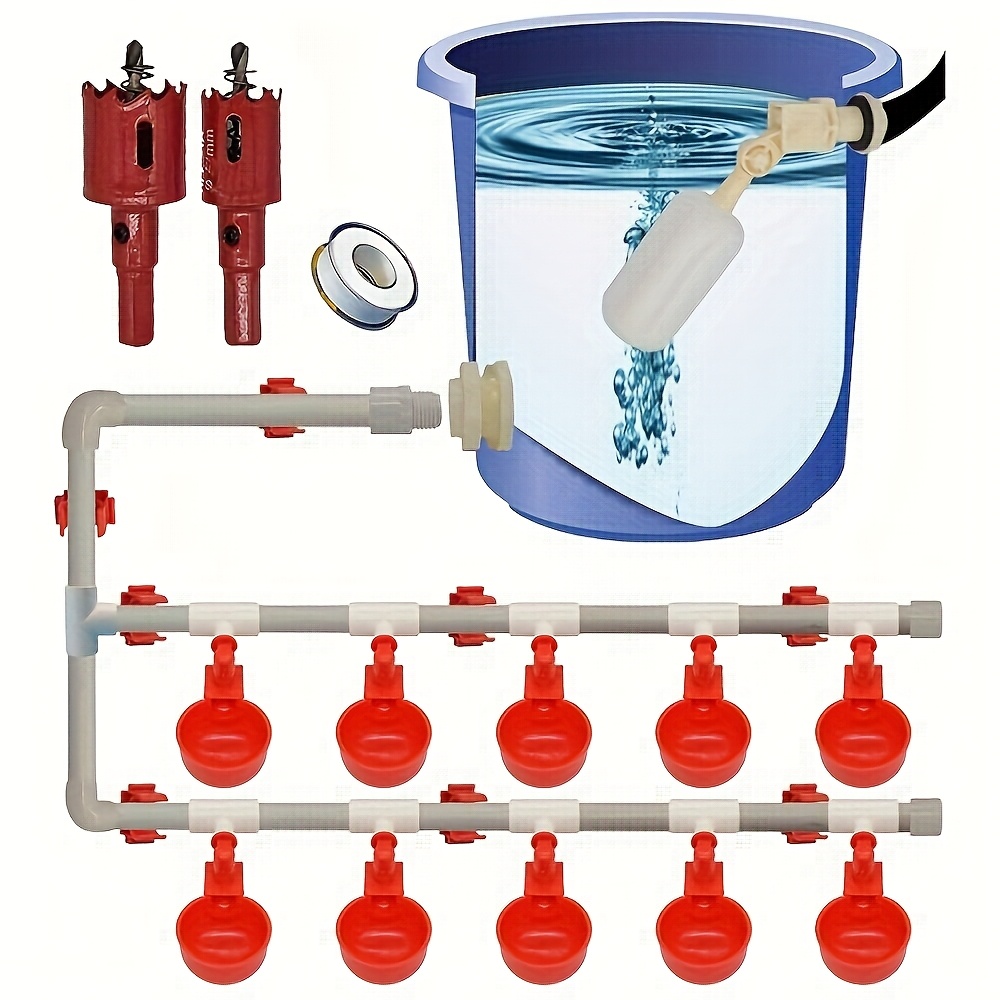 complete set pipeline automatic chicken nipple waterer cups and 1 2 pvc tee fittings pipe feeder poultry waterer chicken waterer chicken water cup chicken   chicken watering system