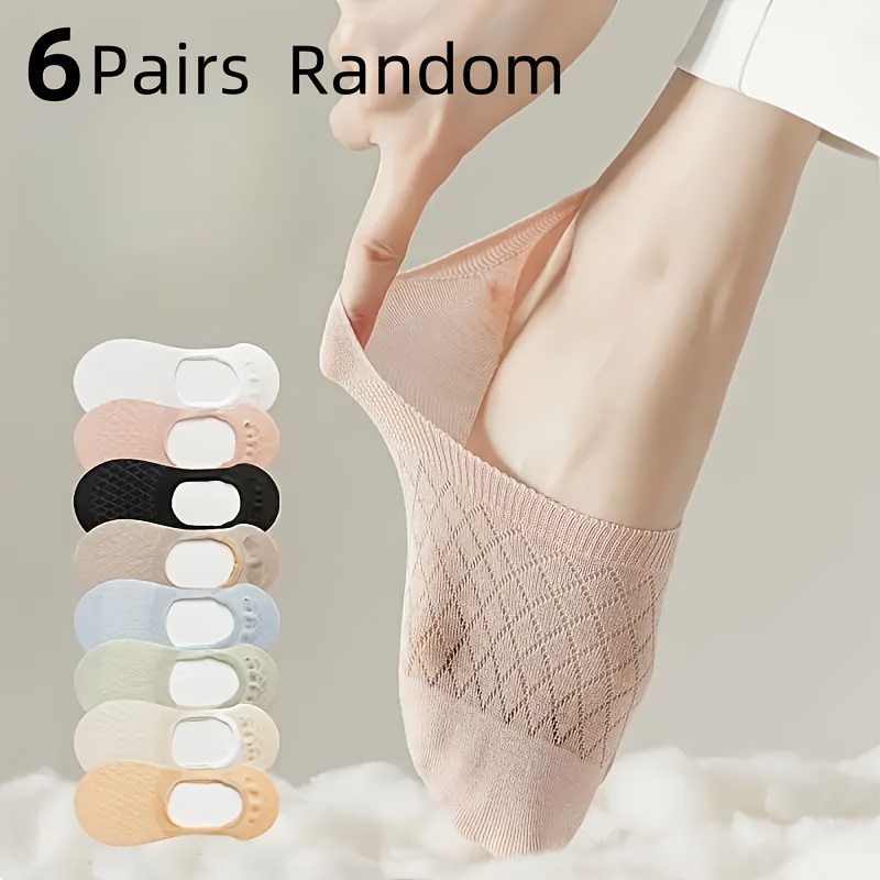 TEMU 6/8prs Women's Breathable No-show Socks - Soft, Colors, Lightweight Comfortable Invisible Boat Socks For Spring Summer, Casual Attire Socks Fabric Socks, Cute Socks