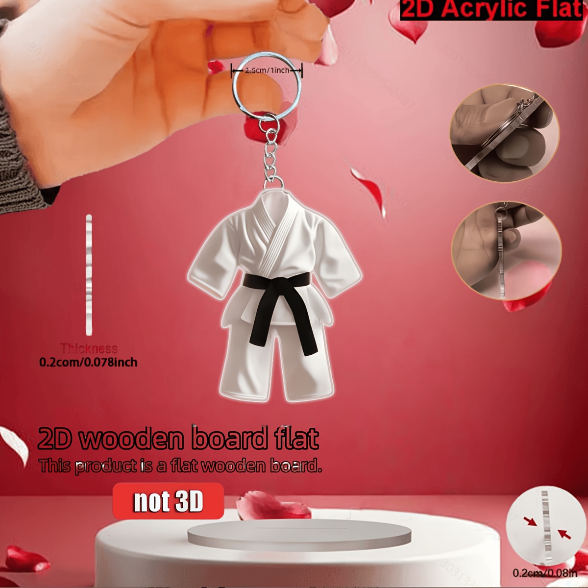 TEMU Portachiavi piatto 2D in acrilico, con design piatto 2D di Taekwondo, ciondoli e portachiavi per auto decorazioni per zaini e regali ideali per