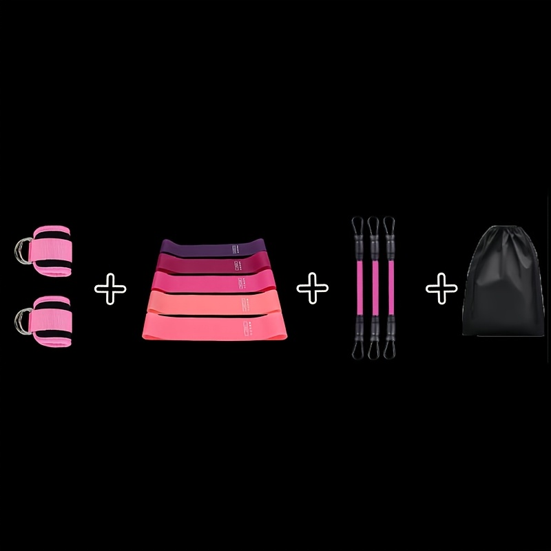 Image of Eleven-piece Set Natural Latex Yoga Resistance Bands, Glute And Leg Toning Trainer, Resistance/pull Bands Kit, Home Gym Multi-level Resistance Fitness Equipment With Ankle Straps