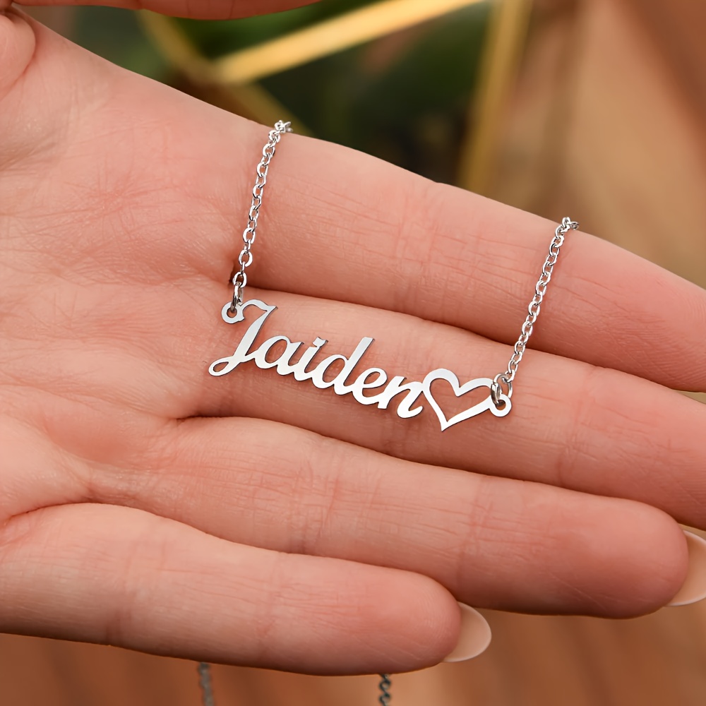 

Personalized Heart Name Necklace - Stainless Steel Charm Necklace For Women - Daily Wear And Party Accessory