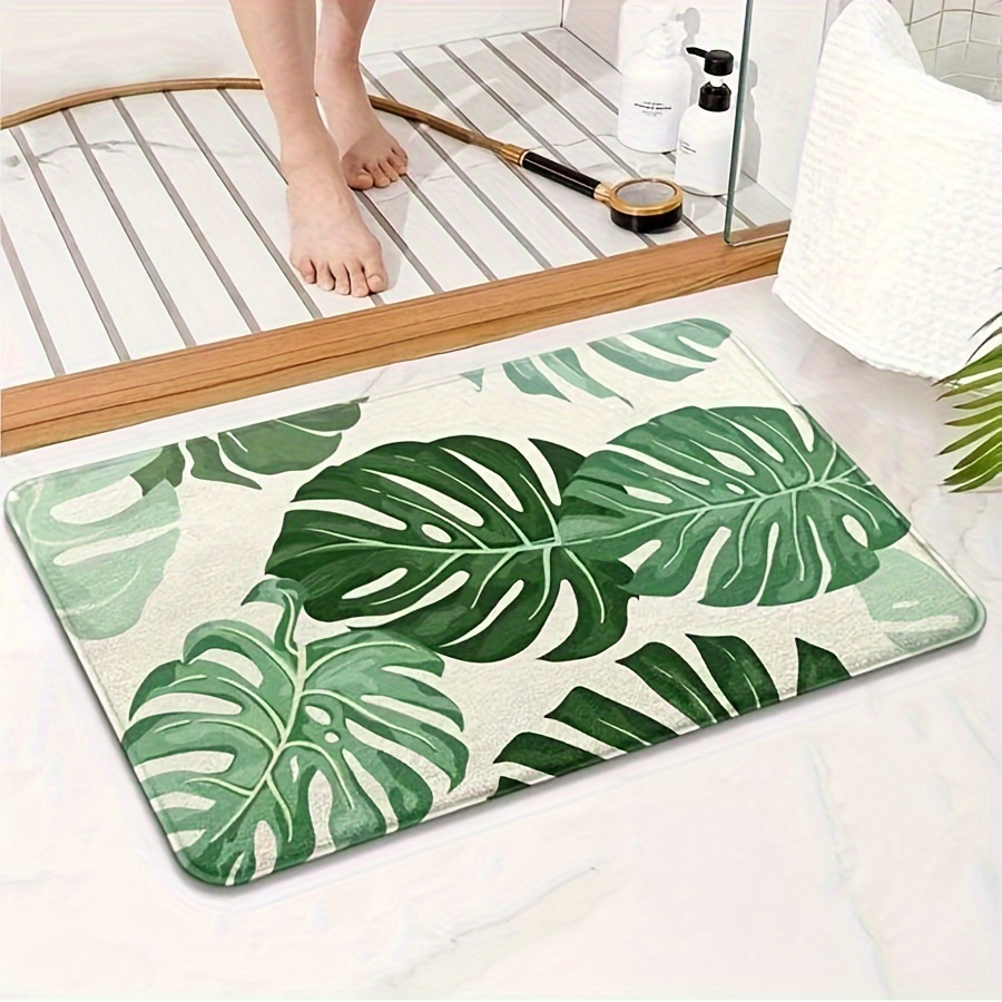 

Green Turtle Leaf Design Bath Mat - Non-slip, Absorbent & Soft Bathtub Rug With Decorative Carpet Feature