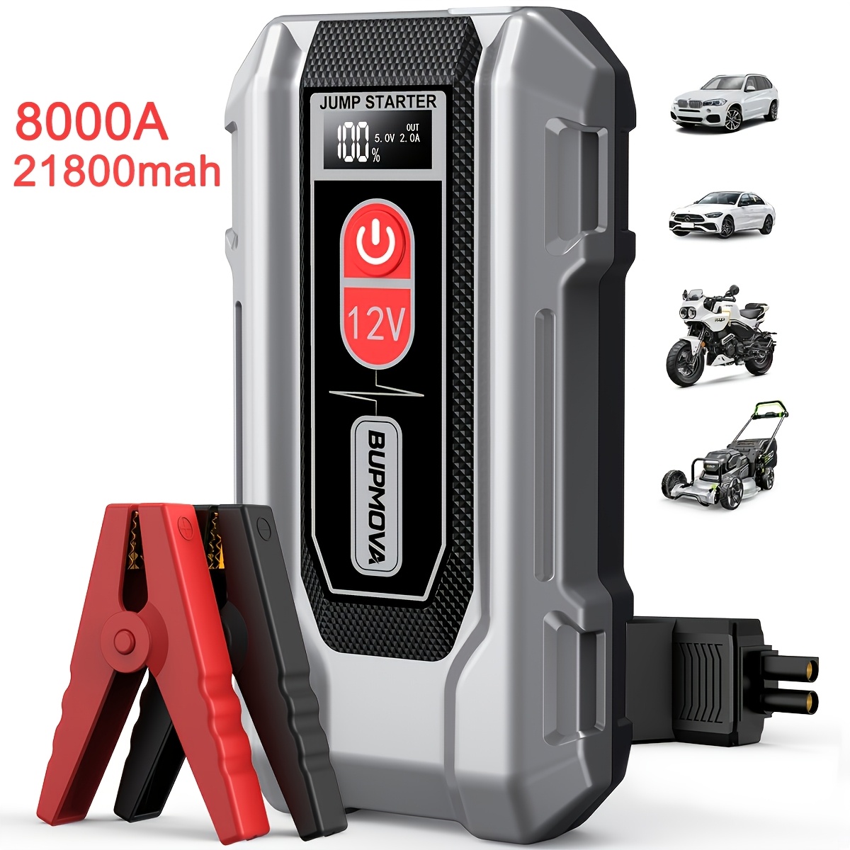 Starter 8000a Battery Booster, Power Bank, Emergency Starter Power Source, With Led Light And Lcd Screen (suitable For All Displacement Gasoline Engines Or Engines Up To 10l)