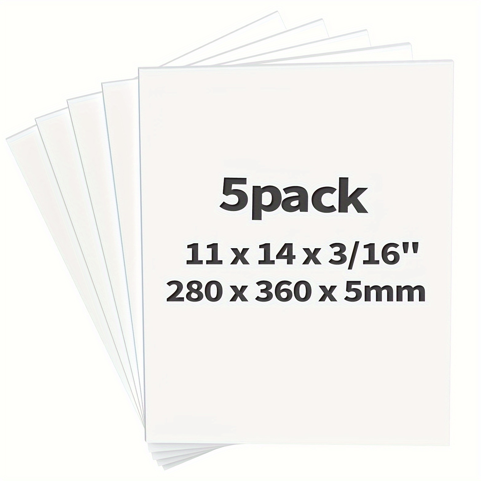 

Carpro Foam Board 5 Pack - 11x14 Inch White Foam Core Panels, 3/16" Thick For Signs, Arts, Crafts & Framing Display