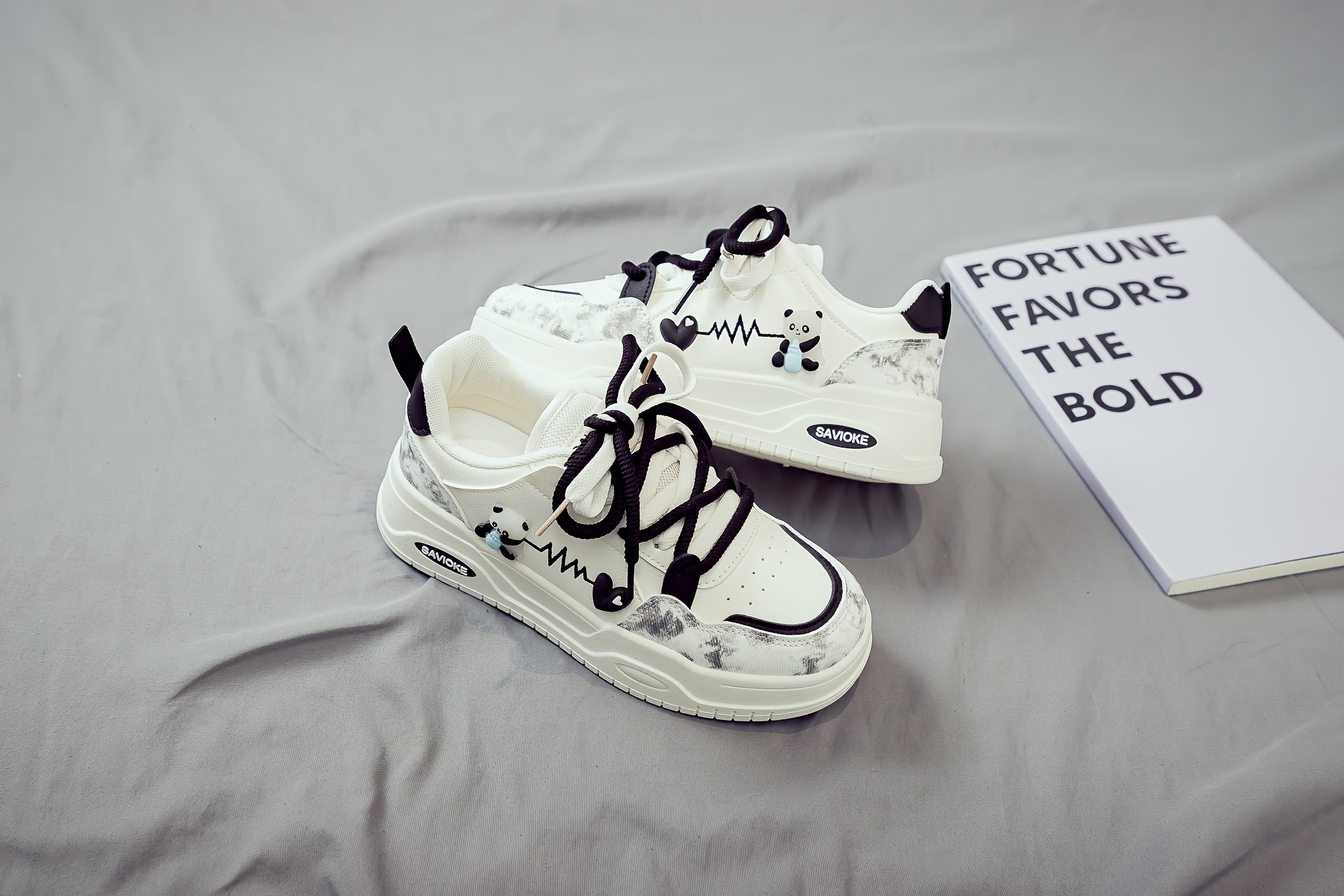 Women's White Platform Sneakers - Chunky Platform Shoes with Upper & PVC Sole, Lace-Up Mid-Top Casual Athletic Wear Suitable for Spring/Autumn, - Comfortable Footwear, Women Shoes