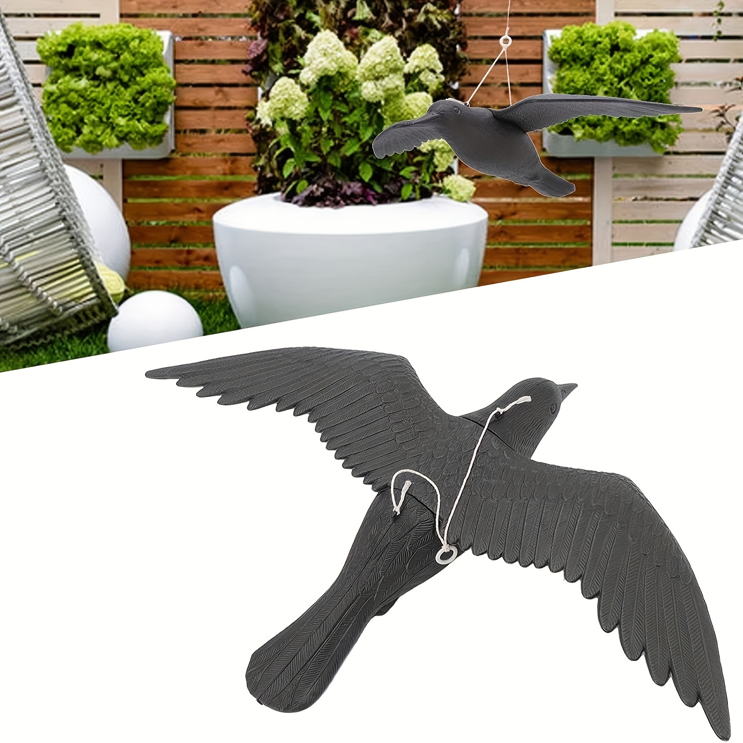 

1pc Crow Decoy - Fake Black Crow Decoy For Attracting Crows, Hunting, Scaring Birds, Halloween Decoration - Yard, Garden, Deck, Patio