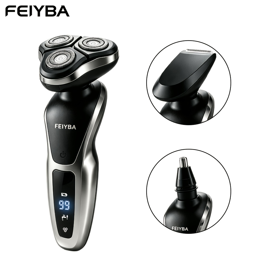 TEMU Three-blade Rotary Electric Shaver, Usb Rechargeable, Beard/nose Hair Trimmer, Ideal Holiday Gift For Men