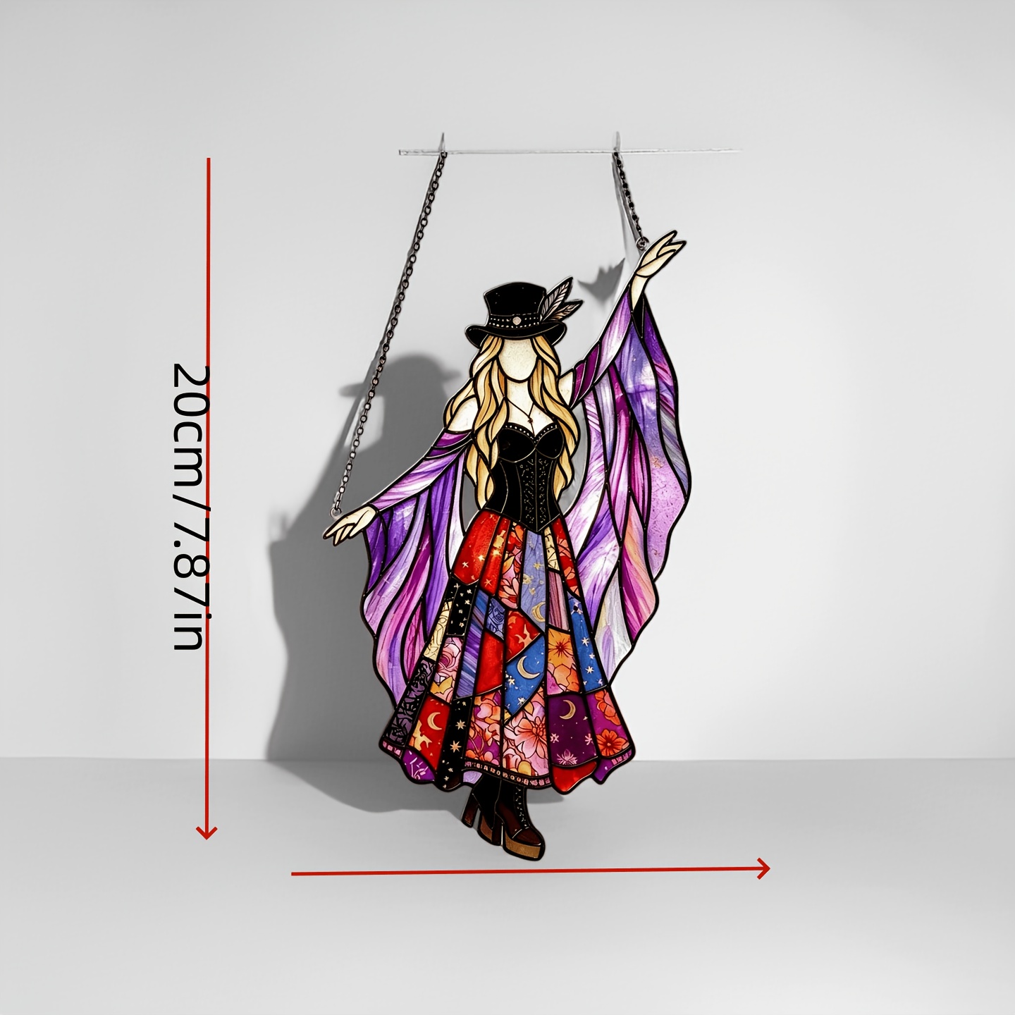 TEMU 2d Flat, Two-dimensional Bohemian Dancer Goddess Sun Catcher Acrylic Hanging Ornament, Mysterious Gothic Window Decoration Windmill, Colorful