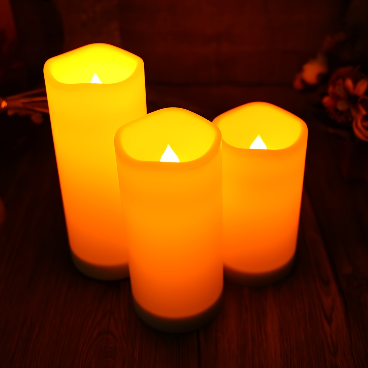 TEMU Nimiko 3-pack Outdoor Solar Flickering Led Candles. Rechargeable With Effects, Ideal For Yards And Lanterns. Built-in Light Sensor Enables