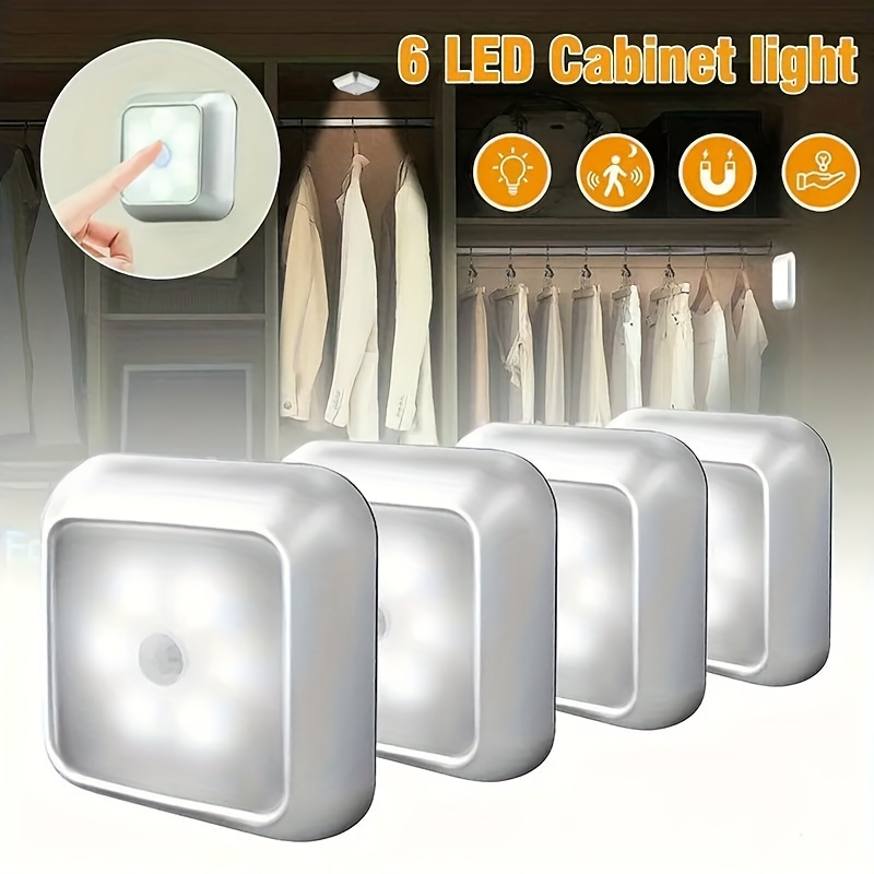 6pcs motion sensor night light stair wireless night light for cabinet toilet wardrobe decor details 0