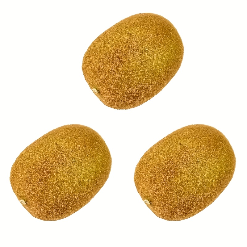 Image of 3 Realistic Kiwi Fruit Replicas - Lifelike Green And Brown Textured Ps Fruit Decorations, Suitable For Home, Kitchen, Cabinet, Parties, Weddings, And Photography Props, Fruit Decor