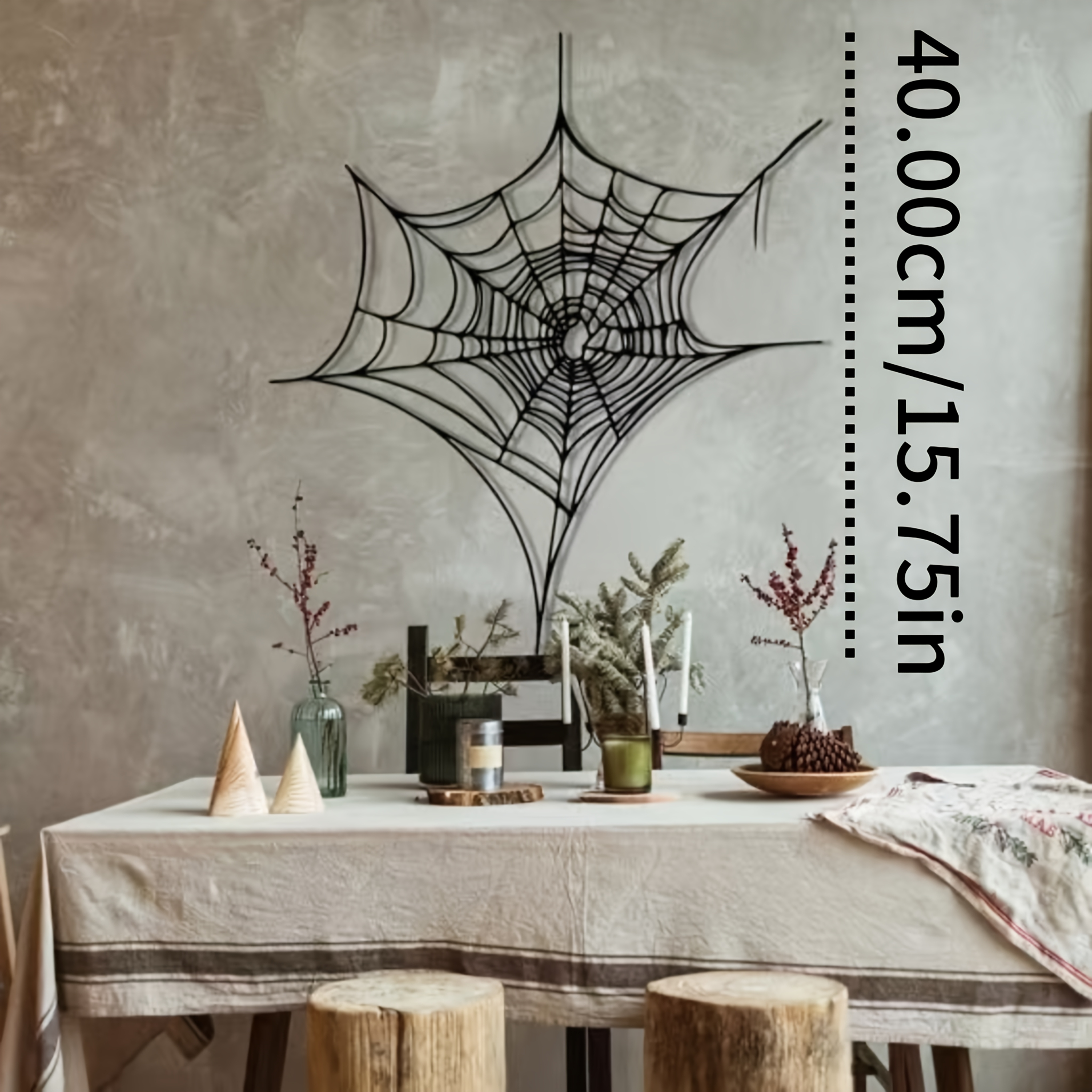 E-shop Metall Spinnennetz Deko Kunst - Schwarze Metall Wandkunst für Zuhause - Halloween - Wohnzimmer Deko Herbst Wohndeko Ornamente, Wohndeko,