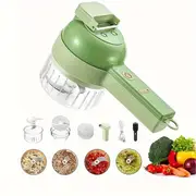 Procesador de alimentos eléctrico multifuncional 4-en-1 con batería re ble de 1200mAh de , USB, , cuchillas inoxidable, y cortadora de verduras inalámbrica y portátil, herramienta de preparación - detalles 0