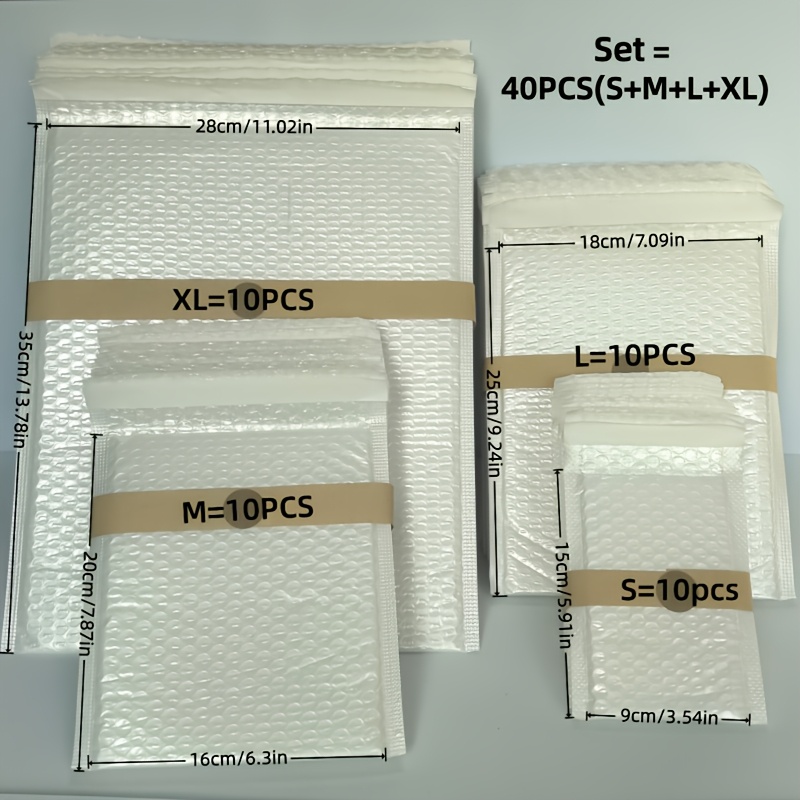 TEMU 40 Set Misti di Buste Imbottite Spesse (10 di Ciascun Stile), Sacchetti Autoadesivi Resistenti all'Umidit� 'Usura, Ideali per Soddisfare Diverse