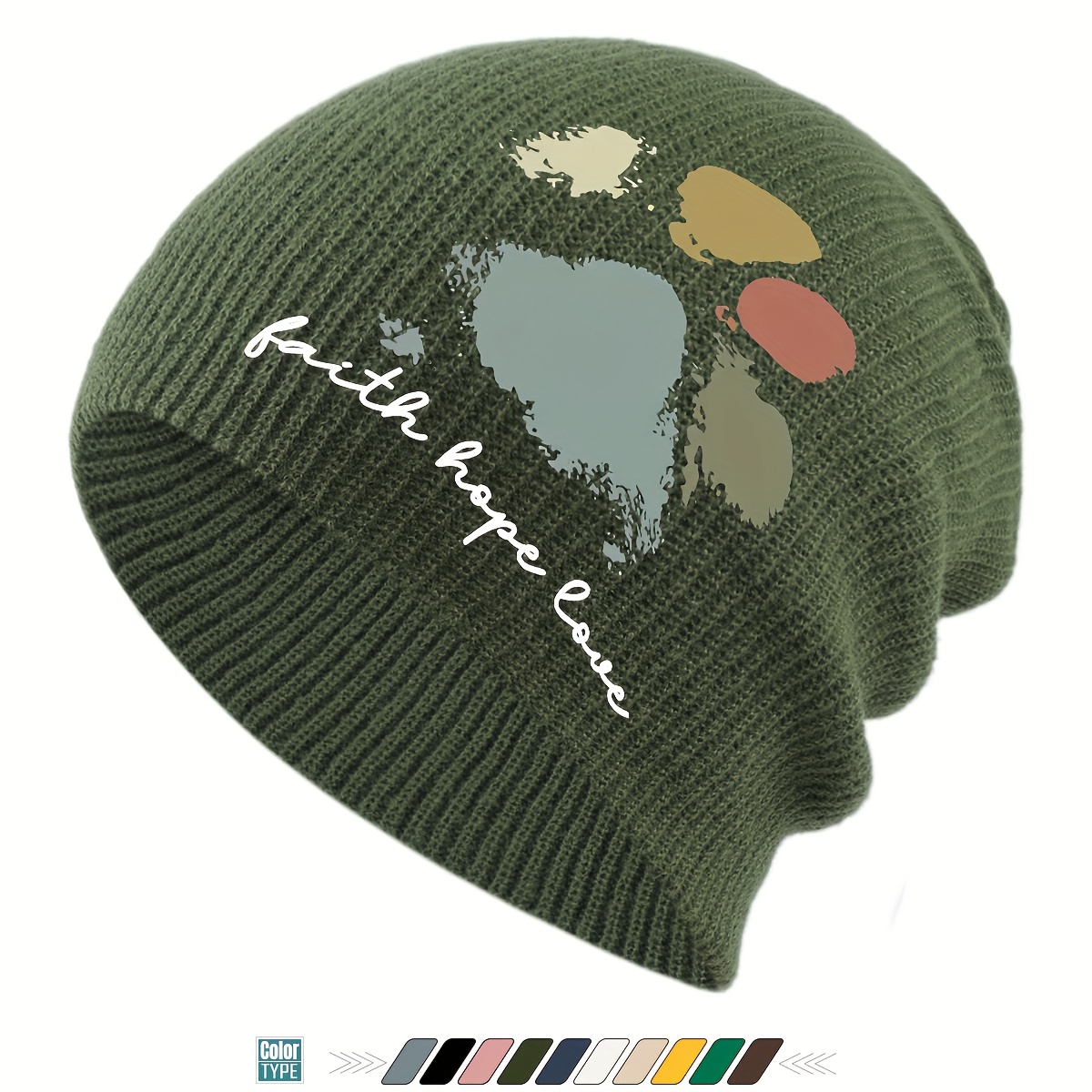 TEMU 1pc Unisex Acrylic Beanie With Cartoon Colorful Dog Paw Print Design, Autumn Winter Warm Hat Street Medium Stretch Fabric Skull Cap In Multiple